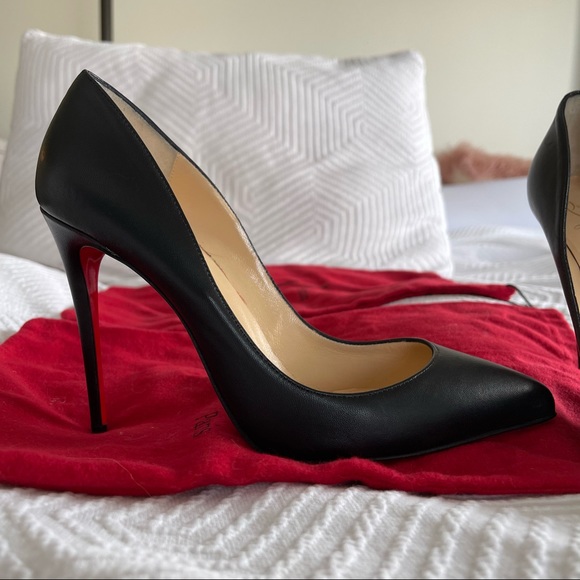 Christian Louboutin Pigalle Follies 100 Black Leather Pu - Picture 3 of 12